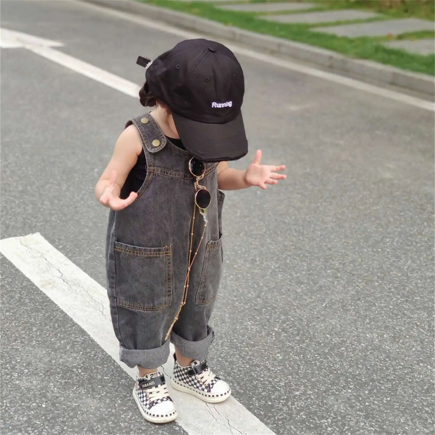 Girls Fall Backpack Pants Korean Cowboy 2023 New Spring and Fall Clothing Retro Jumpsuit Baby Boys Cute