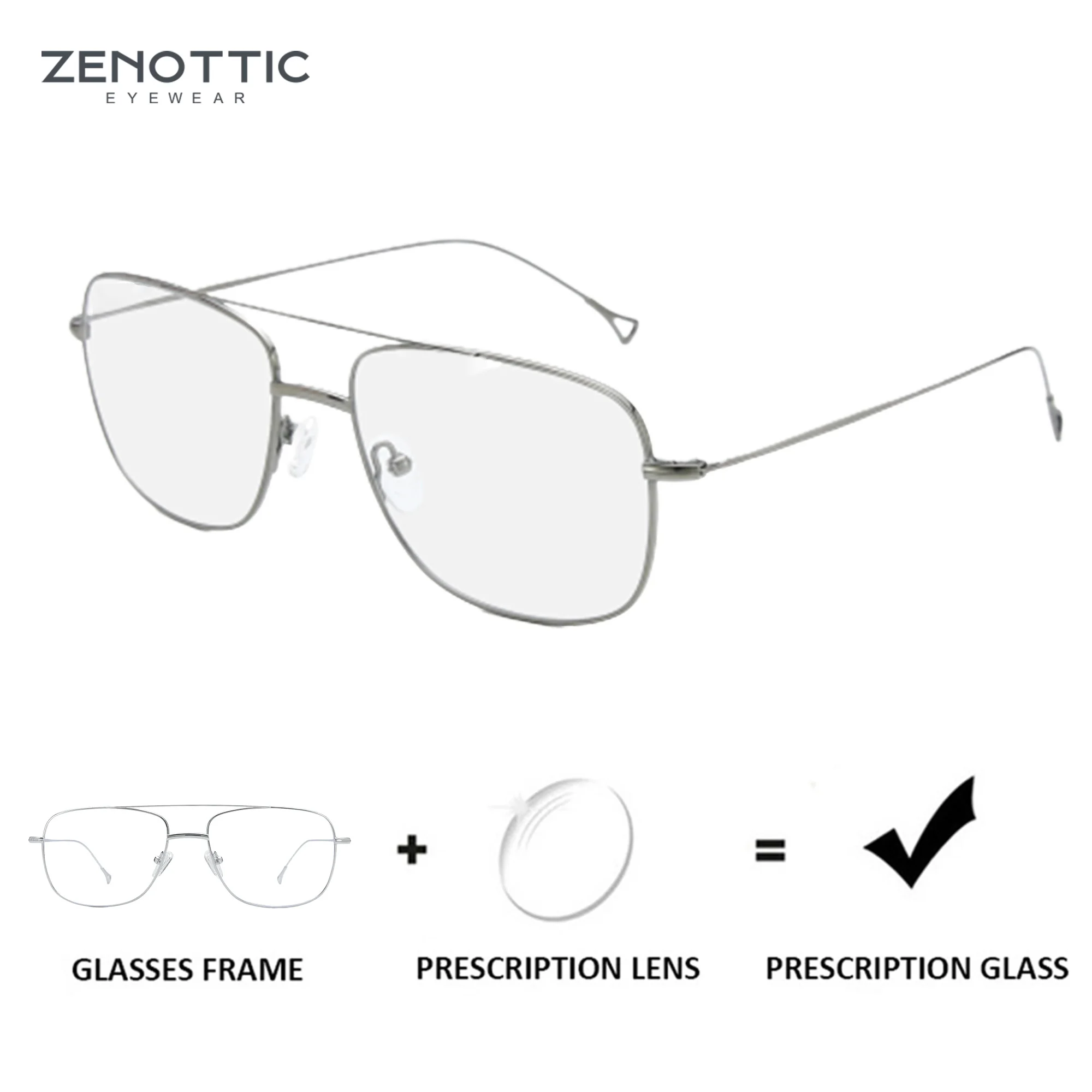 ZENOTTIC Pure Titanium Prescription Myopia Pilot Sunglasses Photochromic Polarized Oversize Sun Glasses for Men Women Shades