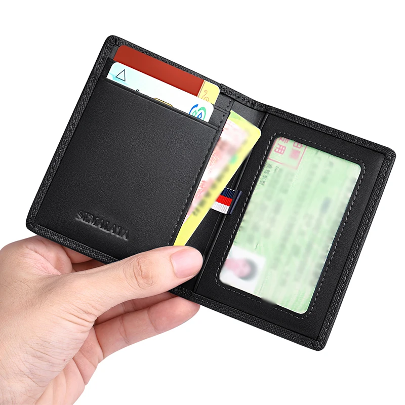 Card Holder Male Leather Vertical Ultra-Thin Card Holder Business Card Holder Holder Driver’s License Leather short Wallet