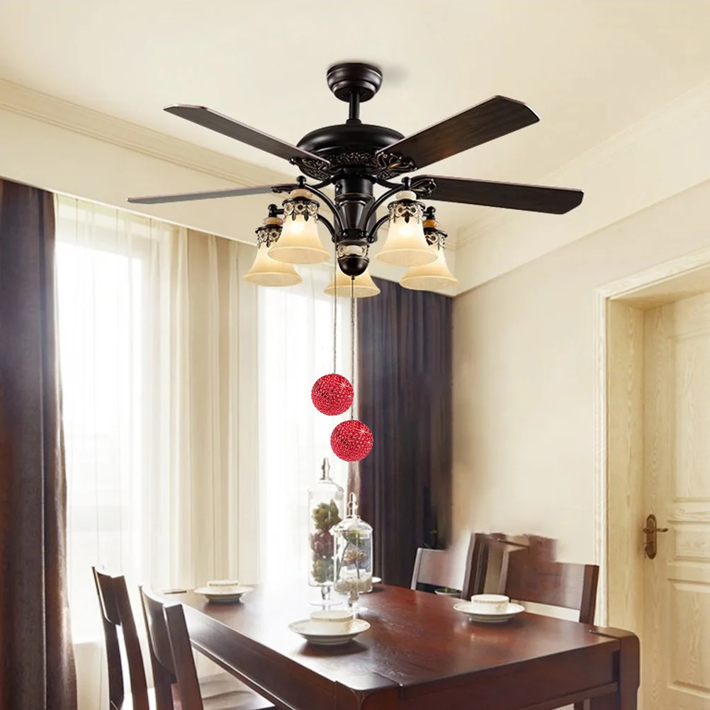 

1Set Ceiling Fan Pull Chain Stainless Steel Rhinestone Crystal Ball Pendant Hanging Pulling Switch Chain for Fan Lamp Chandelier