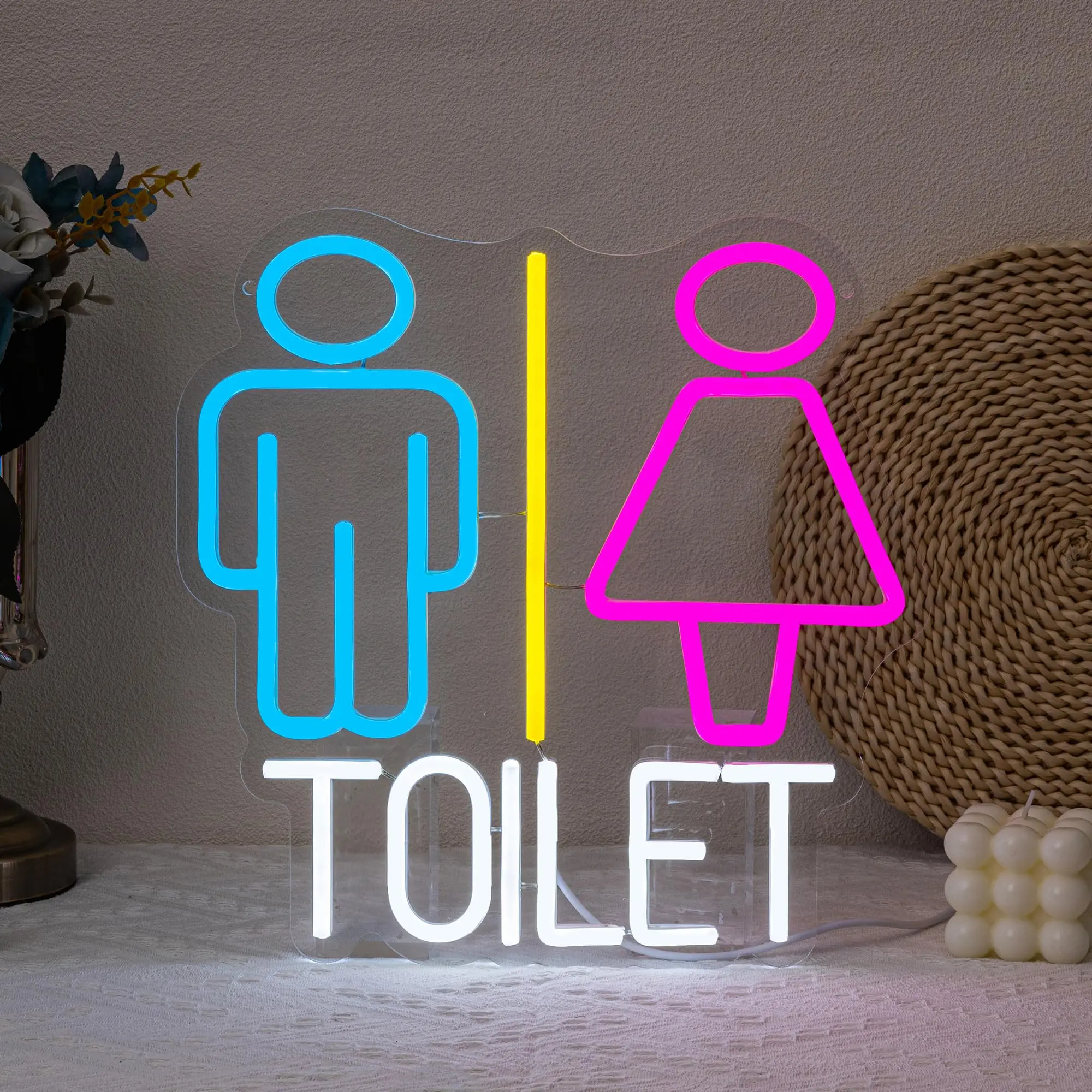 NONE Badezimmer-Neon für Wanddekoration, Toilette, Neon, dimmbar, USB-Stromversorgung, Rot, Blau, Neon für Badezimmer, Badezimmer, Schlafzimmer, Bar 4
