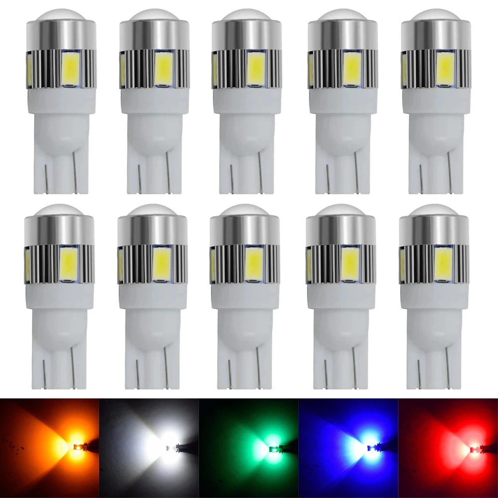 

2/4/10pcs Canbus T10 W5W 194 LED Bulb 5630 6SMD 12V Car Interior Reading Lamp Clearance Lights License Plate Bulbs Signal Light