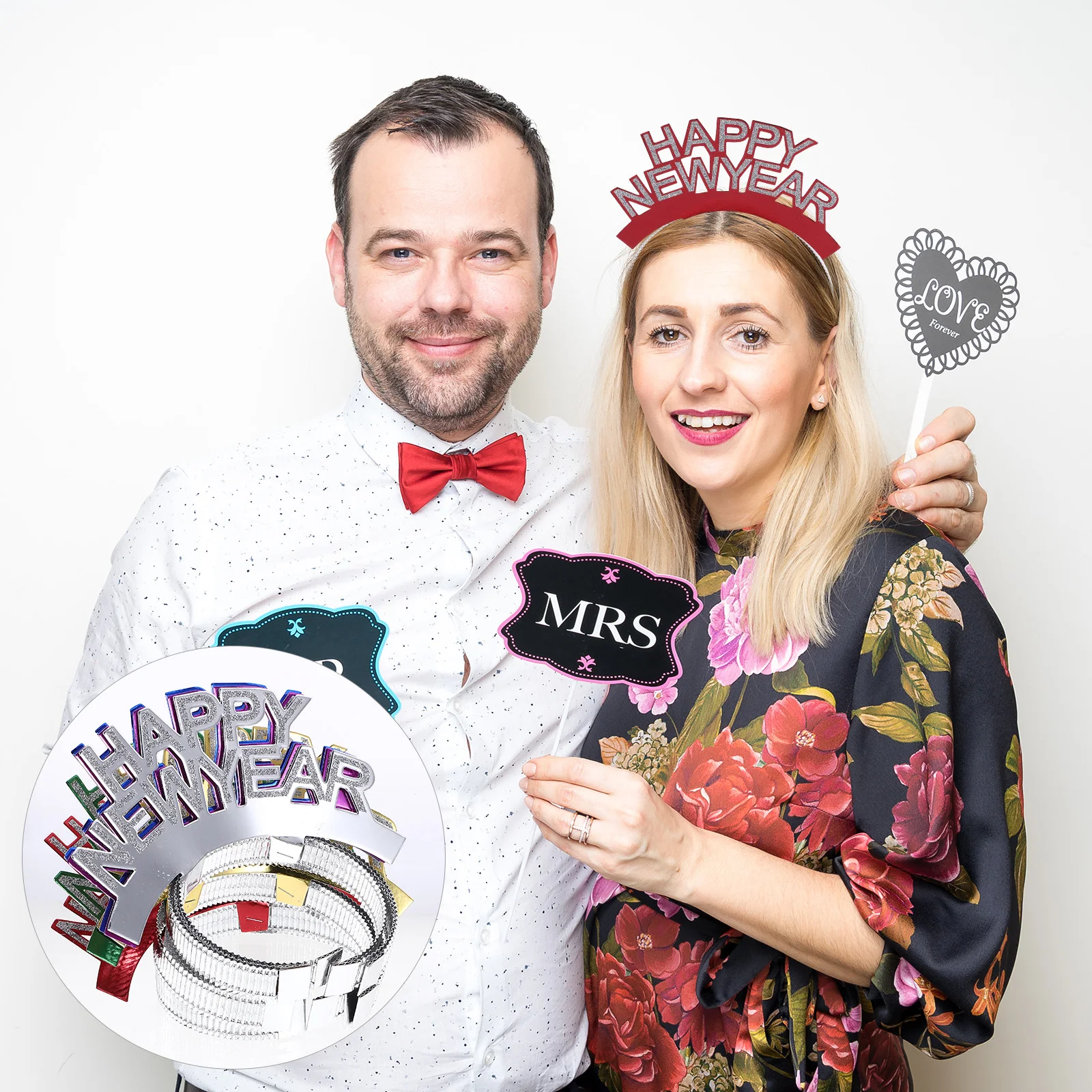 Bandeau irisé pour nouvel an, 6 pièces, fermoir à cheveux créatif, accessoires Photo de fête, fournitures de fête du nouvel an, accessoires de stand Photo