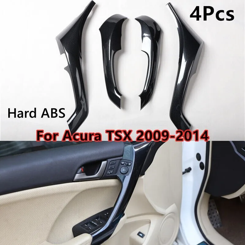 

4Pcs Black Carbon Fiber Interior Door Armrest Handle Cover Trim Decor For Acura TSX 2009-2014