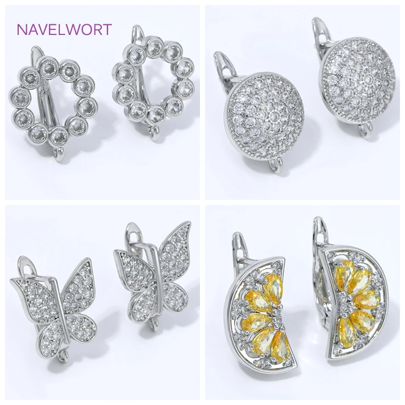 18K Gold Plated Fan Shape Flower Earwires Earring Fixtures,Brass Basic Fasteners Earring Hooks Clasps,DIY Jewelry Materials