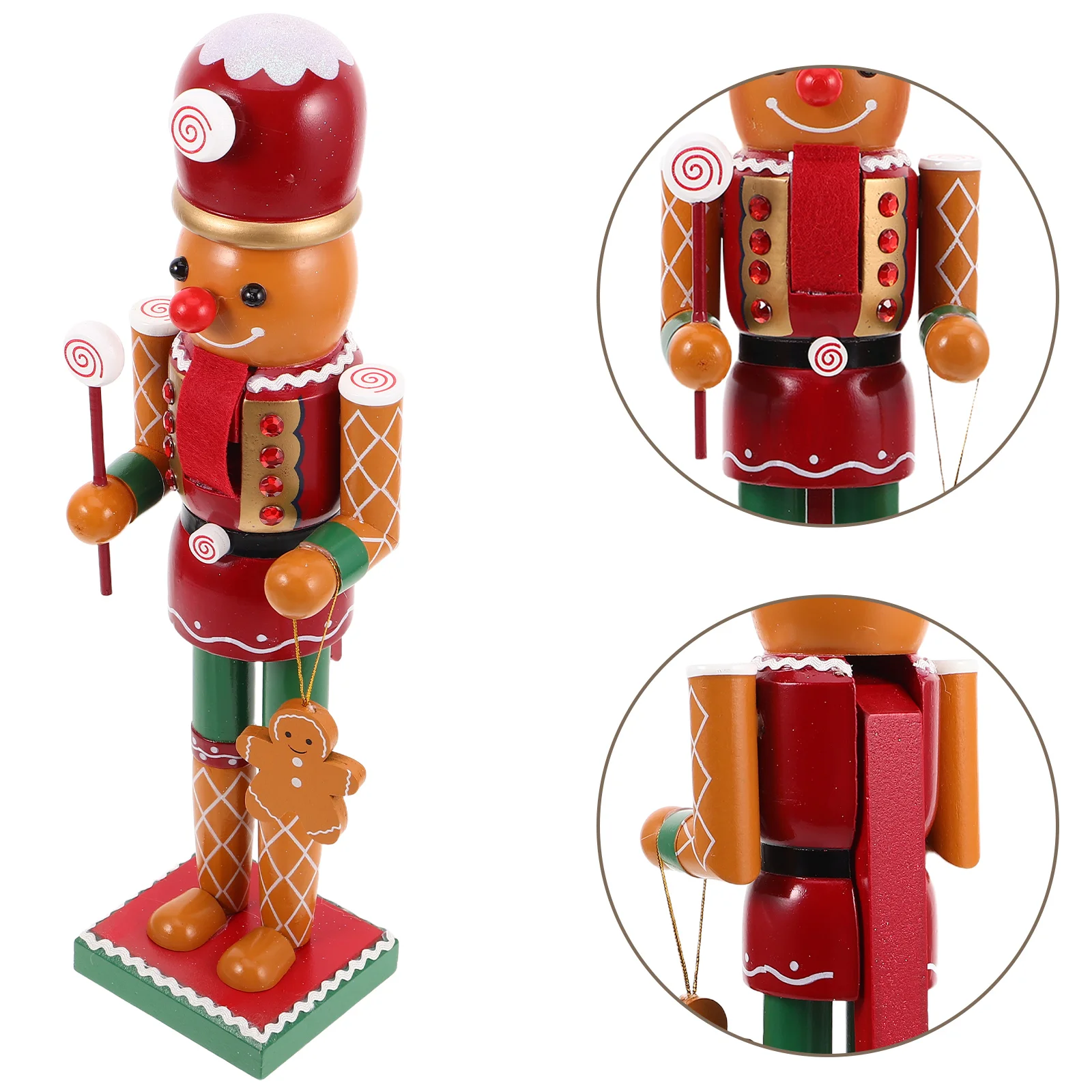

Christmas Gingerbread Nutcracker Decoration Wooden Sturdy Figure Festive Mantel Shelf Tabletop Home Kitchen Winter Holiday