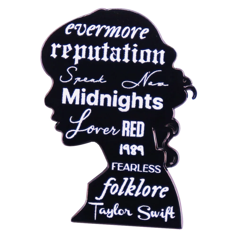 Singer Silhouette Badge Evermore Midnights Reputation Album Enamel Pin