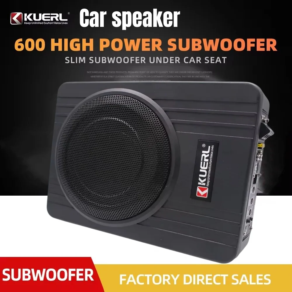 

600W Power Active Aluminum Car Subwoofer Speaker 12V Professional Car Modification 10 Inch Ultra-thin Pure Bass Audio Under Seat