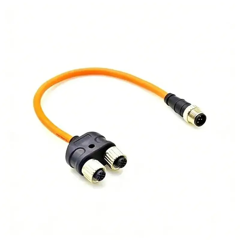 Y Splitter M12 Plug 5 Pin to Dual M12 5 Pin Female Adapter A Code 20CM