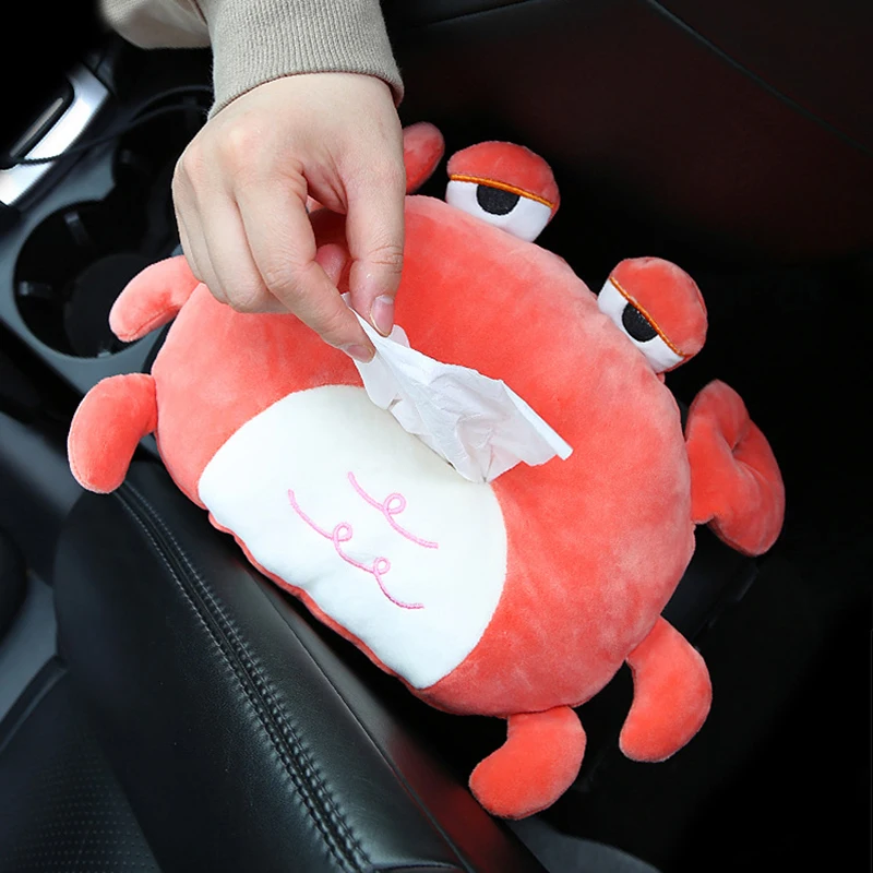 Lion Crab Tissue Drawing Car Paper Box Bag Creative Cute Plush Car Tissue Box