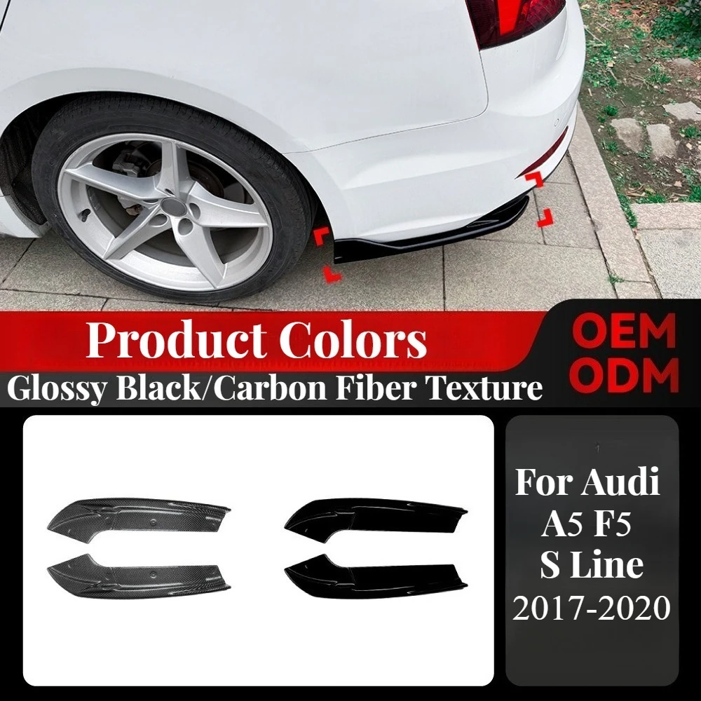 

For Audi A5 F5 S Line 2017-2020 Rear Bumper Corner Protector Spoiler Trim ABS Exterior Scratch Guard Sport Style Durable Upgrade