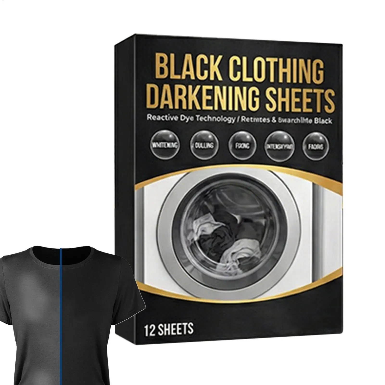 Washing Machine Black Dye Long Lasting Intense Garment Clothing Care Washing Machine Fabric Color Booster for T-Shirts Collar