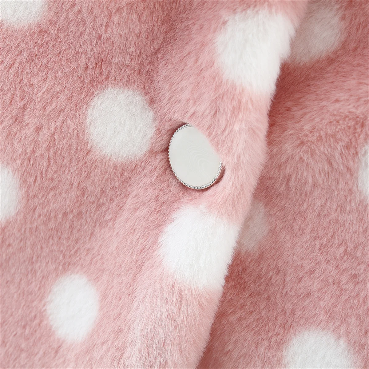 Winter girl baby artificial fur filled cotton jacket girl polka dot lapel warm and fashionable jacket