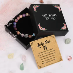 1PC Ideal Gift for Christmas, Fashion Owl Bracelet with Gift Box Blessing Card,Lucky Owl Bracelet Gift for Daughter Son &Mom Dad