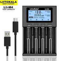 LiitoKala Lii-M4 18650 LCD Display Smart Charger Test Capacity Suitable For 3.7V 26650 18350 21700 18500 1.2V AA AAA 4 Slots