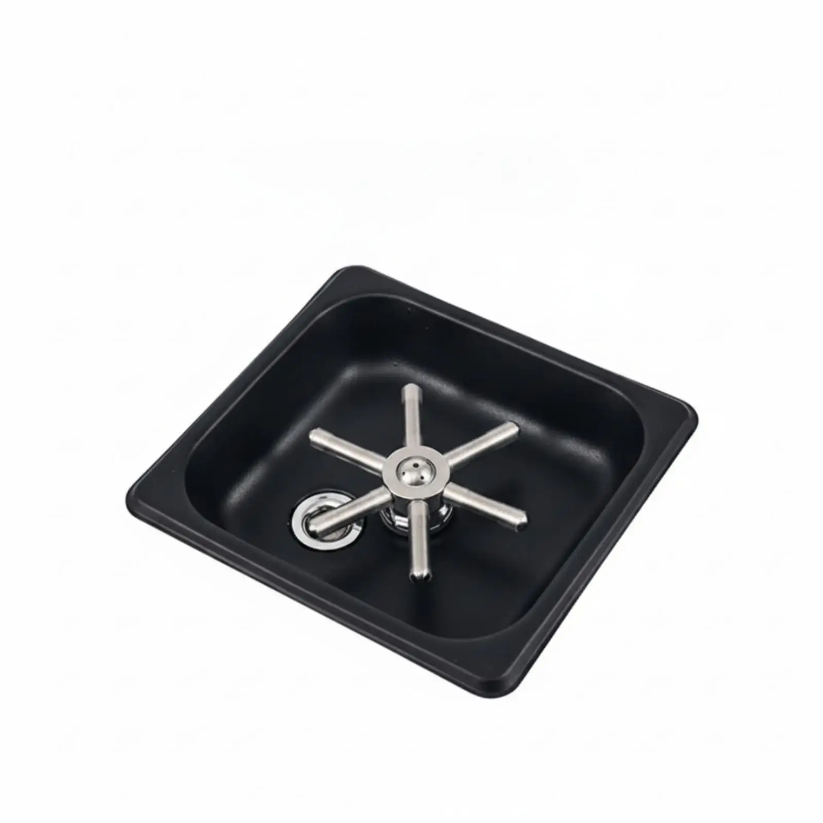 Glass rinser with star spray head, hygienic cup cleaner, compact for coffee bars