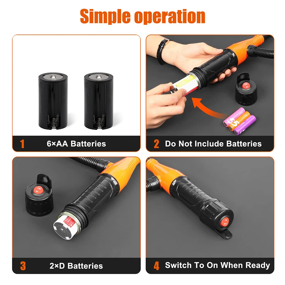 Portable Electric Liquid Transfer Pump Orange 2 Battery Slots (Batteries Not Included) 2.4 Gallons Per Minute Fuel Transfer Extractor Pump with 90cm Flexible Hose for Gas Oil Water Diesel