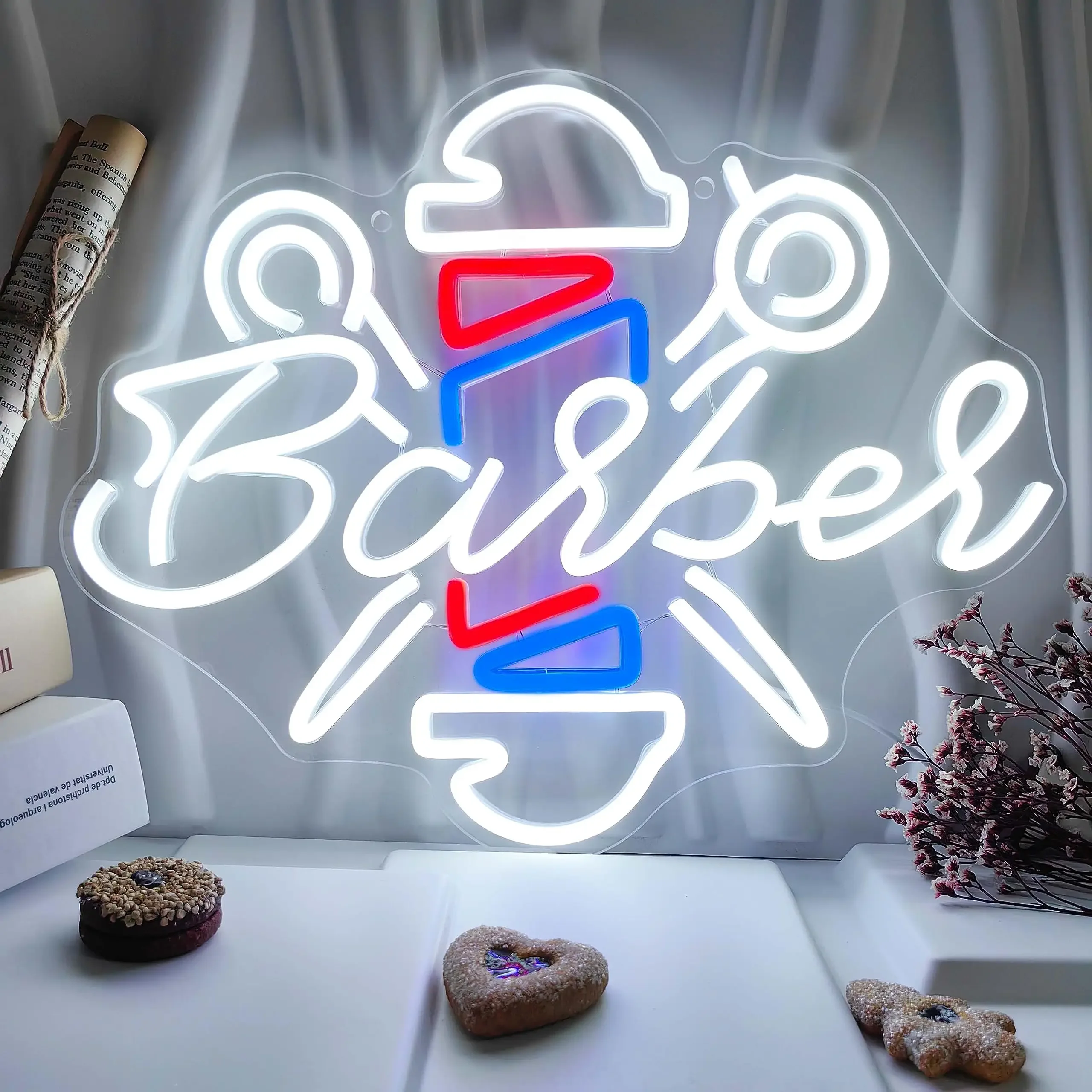Barber Neon Sign Haircut Night Light Dimmable LED Acrylic USB 5V for Barber Shop Beauty Salon Shop Store Wall Decor Opening Gift