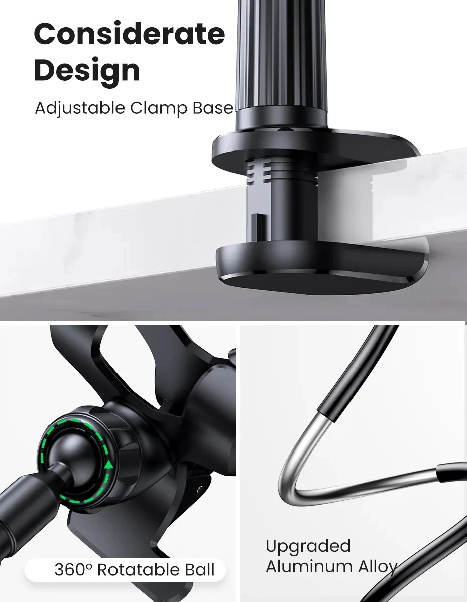 90 cm Telefonhalter Ständer Lazy Bracket Kopfstütze Bett 360 Flexible lange Arme Klemmhalterung für iPhone Samsung und 3,5 ~ 6,7 Zoll Gerät – Detail 12