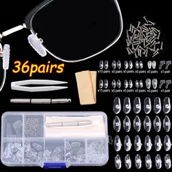 36Pairs Accessories Glasses Screwdriver Screws Sets Nuts Nose Pads Optical Parts Assorted Eyeglasses Sunglasses Repair Kit Tool