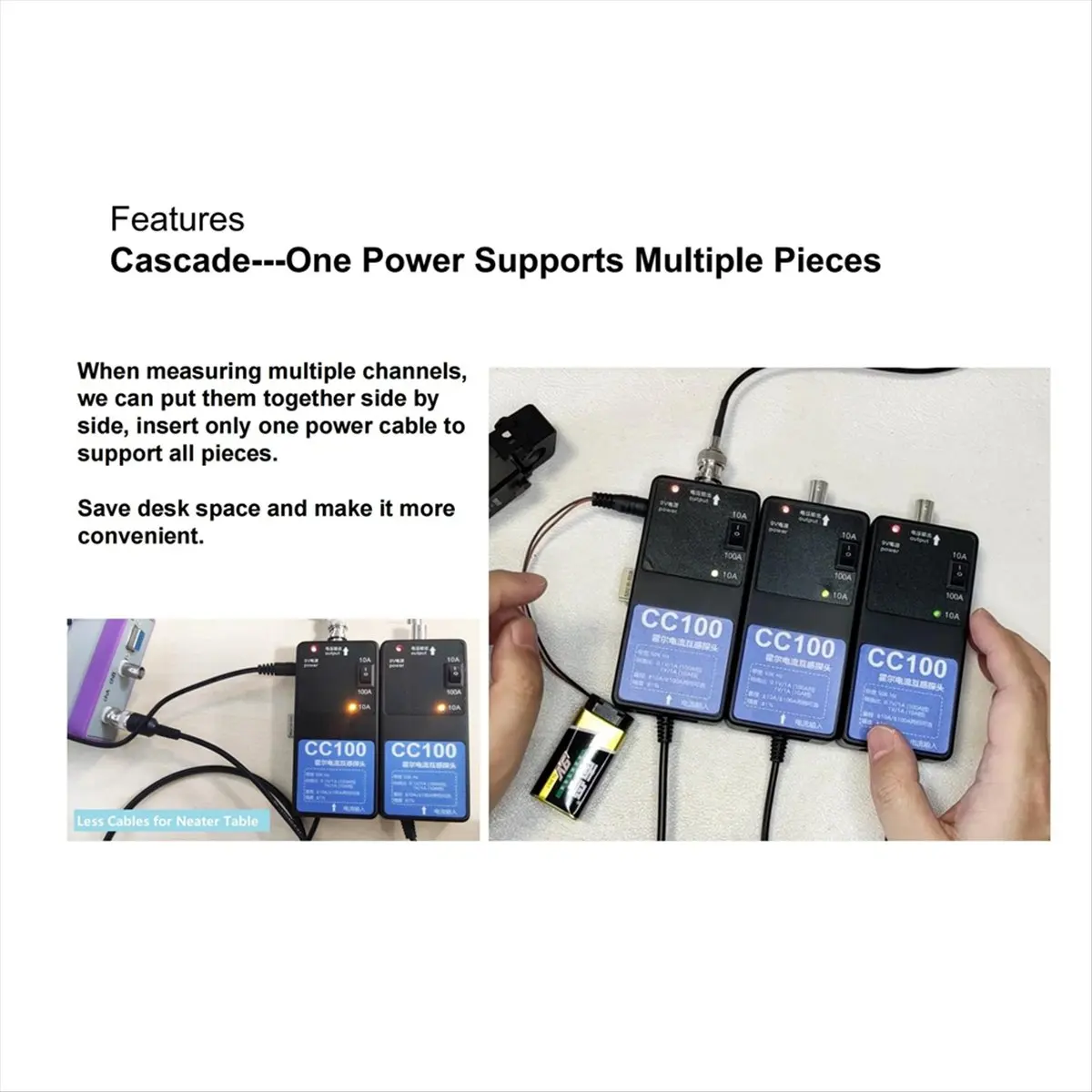 مسبار راسم الذبذبات الحالي (المشبك الحالي)، موديل CC100، DC-50 كيلو هرتز، عالميًا لمسبار راسم الذبذبات الحالي #3