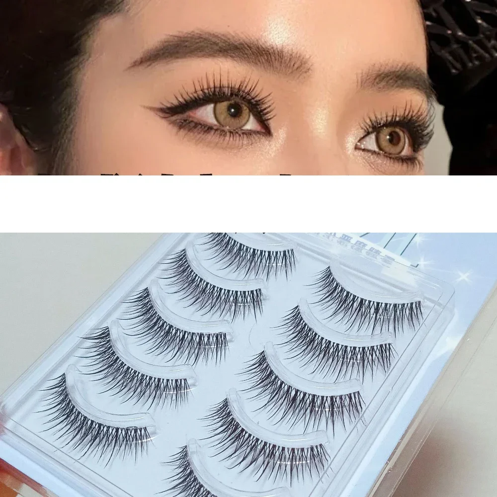 5 أزواج من الرموش الصناعية الطبيعية السميكة الكثيفة جلدة كاريكاتير الشيطان الصغير تايلاند نمط رقيقة جدا رموش زائفة موضة ماكياج العين