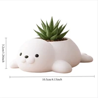 Cute Seal Mini Plant Pot White Cute Figurine Minimalist Desktop Decor Gift for Him Her Small Sculpture 3D Printed Ornament 6