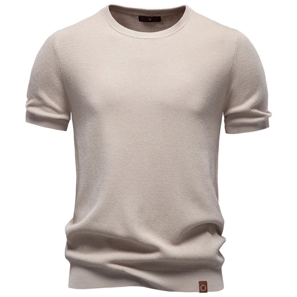 New summer men's smooth and silky, breathable, casual and leisure pure-color round-neck short-sleeved