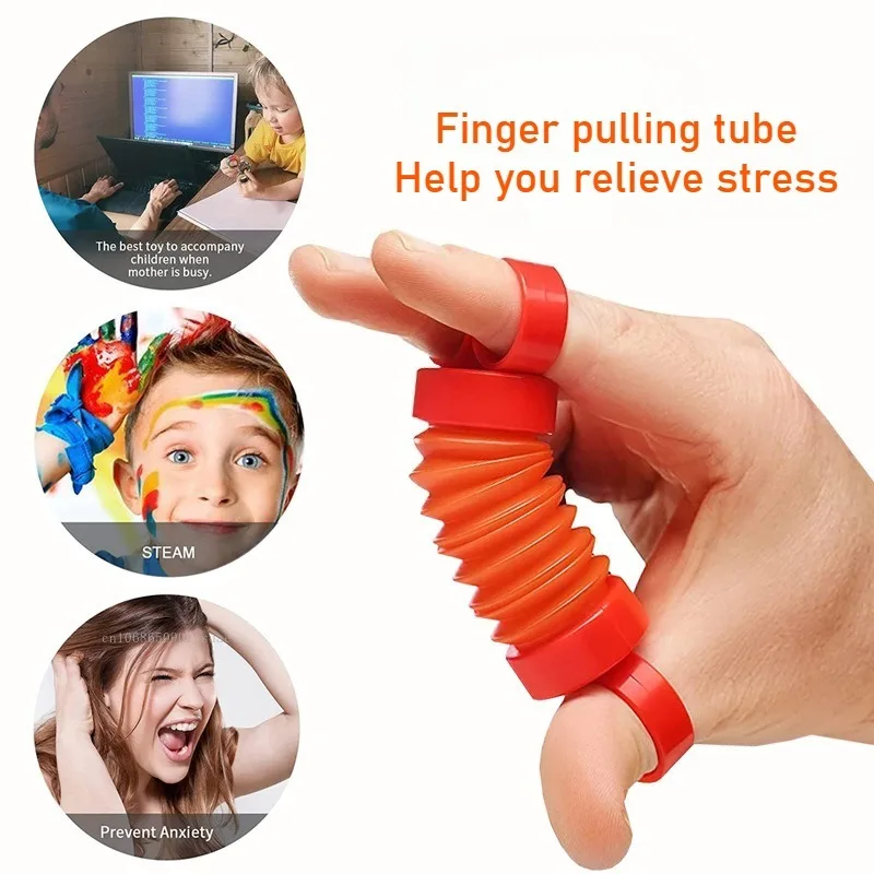 1/3pcs 손가락 당겨 튜브 텔레스코픽 감각 장난감 벨로우즈 감압 장난감 운동 스트레치 튜브 자폐증 스트레스 릴리프 장난감