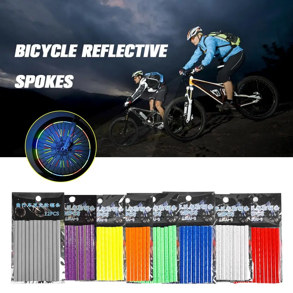 Bicycle Wheel Spokes Reflective Sticker Colorful Tube Reflector Kit Light Diy Cycling Reflective Safety Warning Safety F7a8