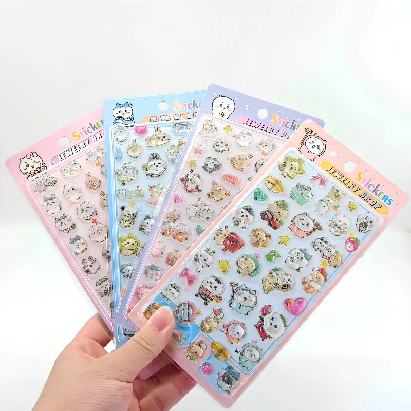 Cartoon Cute 4PCS Mix Kawaii Chiikawa Anime 3D Stickers Cute Hand Acount Suitcase Phone Case Laptop Stickers Kids Toys Gifts