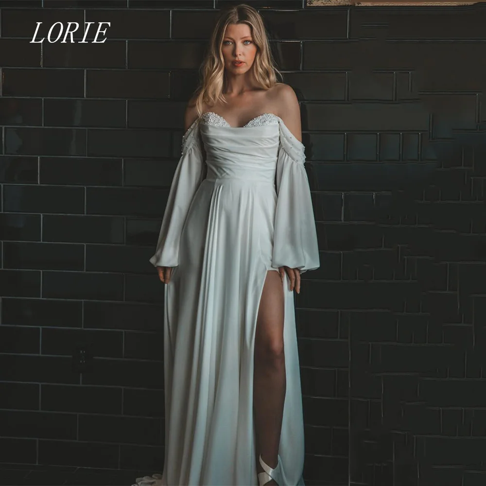 

LORIE Luxury Illusion Beading A Line Wedding Dress Off The Shoulder Bridal Dresses Sweetheart Wedding Gown Customized 2026