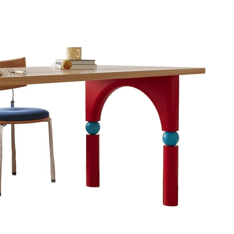 household semicircular dining table and chairs, dining table against the wall, retro antique combination island