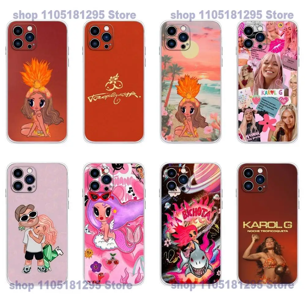 حافظة هاتف K-Karol G Tropicoqueta لهاتف iPhone 17,16,15,14,13,12,11 X,Plus,Pro,Max,XR,Plus,E,غطاء ناعم شفاف صغير