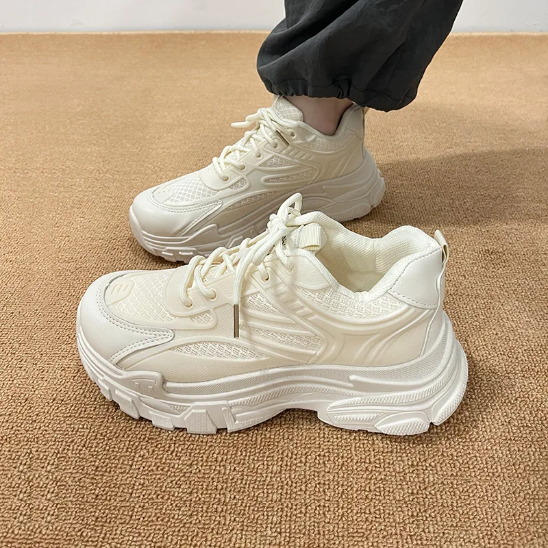 

Women's Platform Lace-Up Shoes Casual Round Toe Outdoor Tennis Sports Sneakers