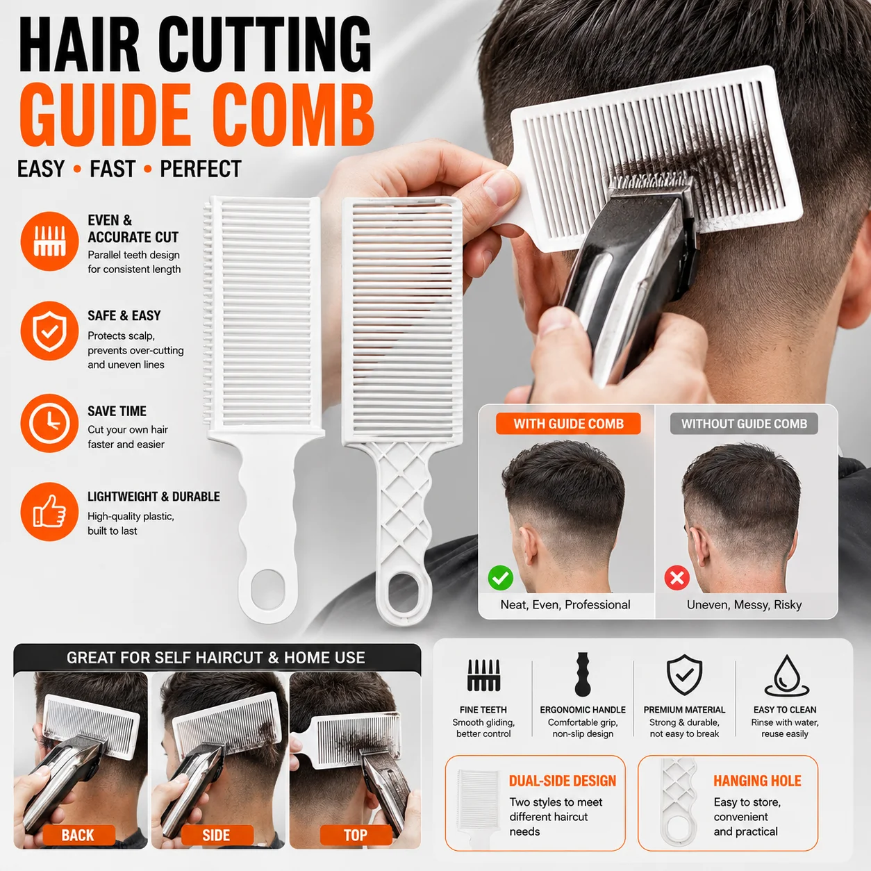 Hair Clipper Guide Comb Self Hair Cutting Attachment Barber Haircut Tool for Men