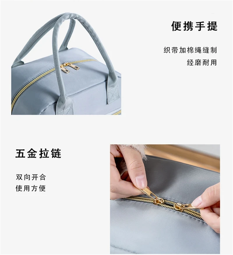 Tragbare isolierte Lunchtaschen für den Außenbereich, Thermo-Kühltasche, auslaufsicher, Handarbeit, Lunchbox, wasserdichte Tasche, Organizer-Tasche – Detail 10