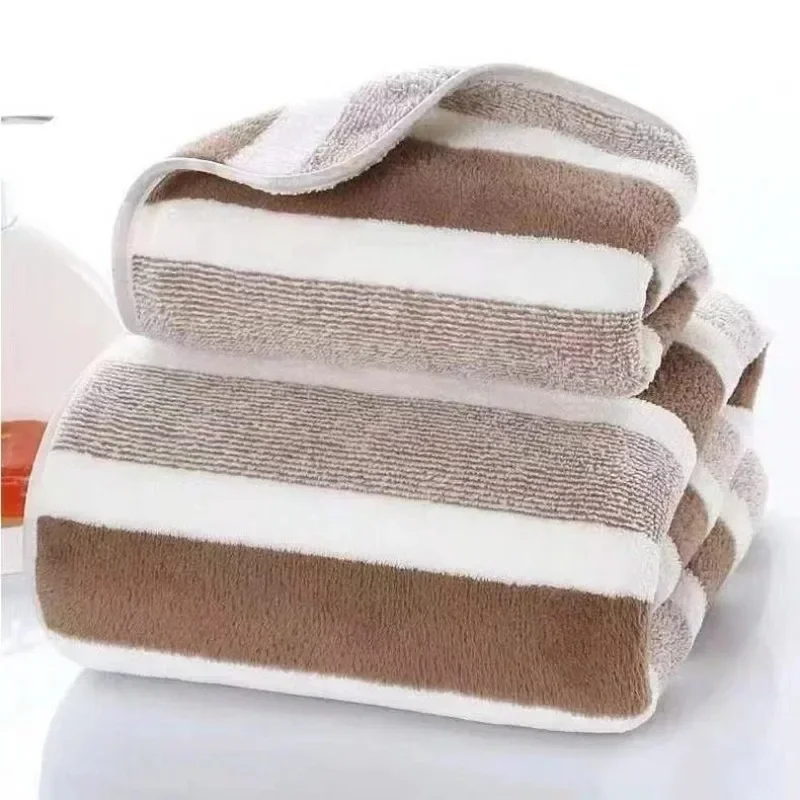 1 Pc Striped Pattern Towel Set Soft Hand Towel Bath Towel Quick Drying Absorbent Towels For Bathroom