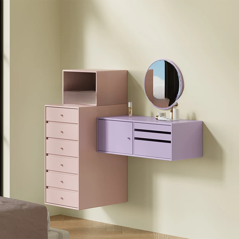 

Nordic cream style dresser small apartment wall-mounted dopamine furniture Italian minimalist makeup table H