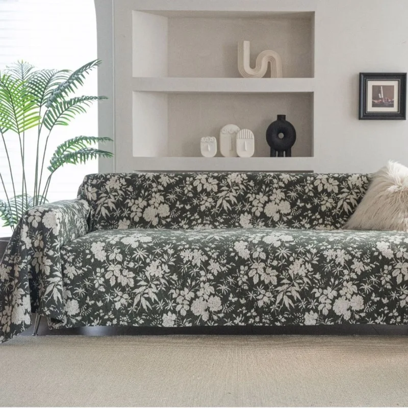 

New Tablecloth Multifunctional Sofa Cover Plant Flower Modern Simple Thick Double-sided Sofa Cover Home Decoration