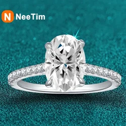 NeeTim 3ct Oval Cut Moissanite Lab Diamond Rings for Women 925 Sterling Silver Proposal Ring Wedding Engagement Band Jewelry