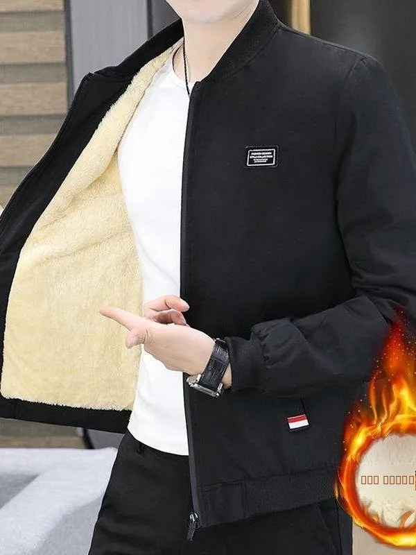 

Men's Fce Lined Thiened Autumn Winter New Sle Jaet Casual Korean Trend Slimming Young Adult Warm Cotton Coat M