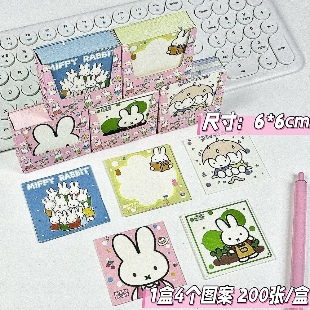 5 Types Kawaii Miffy Cute Memo Paper Cartoon Message Book Non Sticky Student Office Notes Gift Toy for Girl view 2