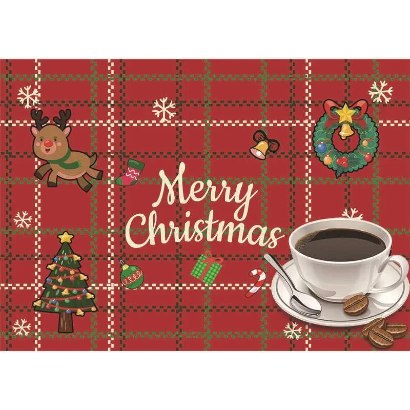 

Christmas Placemats Heat Resistant and Anti-slip Dish Mat Pad Insulation Table Mat Kitchen Tableware Pad Table Protector Decor