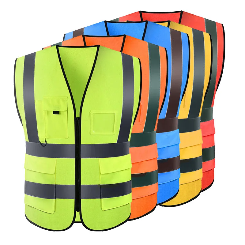 Unisex Reflective Safety Vest, Uniforme Multi-bolso, Respirável, Visível, Tráfego, Ferrovia, Mineiros de Carvão, Corrida, Trabalhando