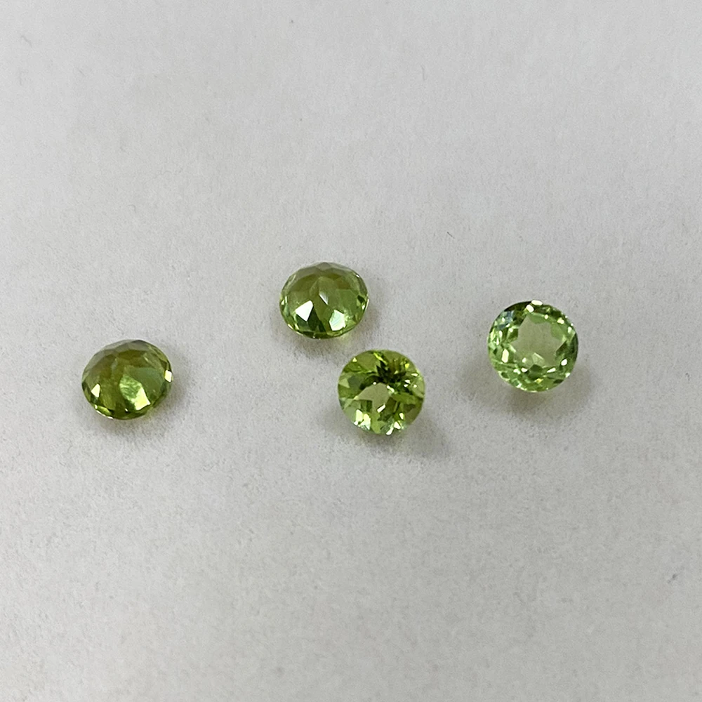 100% Natural Loose Stone 7X7mm 1.4ct Round Cut Olivine Peridot Gemstone for Earring Ring Necklace DIY Jewelry Making Accessory