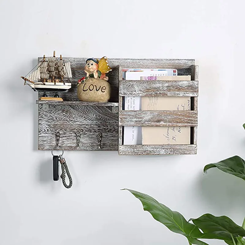 

Modern simple solid wood wooden entry wall hanging rack wall storage hanger wall decoration home decoration