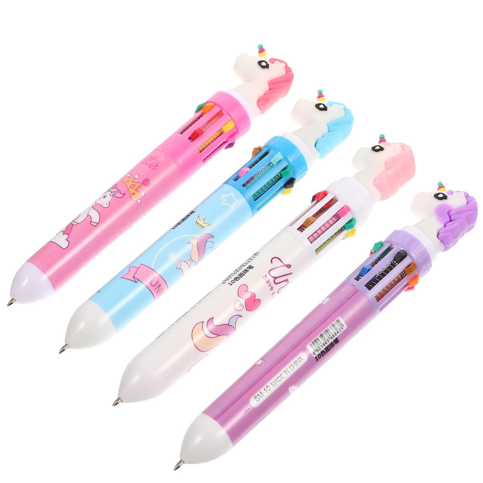 

4 Pcs Multicolor Ballpoint Pen Green Students Multi-coloured Pens Summer Colored Retractable Household Child