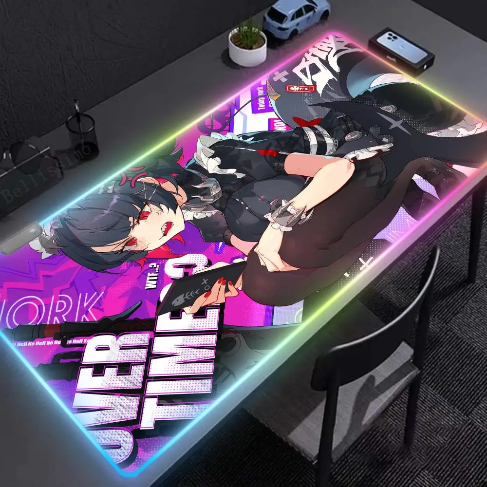 Zero Zones Shark Sister Kawaii Mouse Pad RGB Non-Slip Gaming mats Rubber Desk mats Desk Gifts for boys Edge locking Luminescence