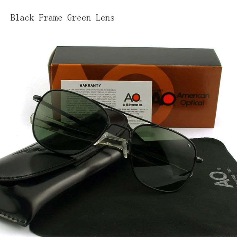 Pilot Sunglasses Men Tempered Glass Lens Top Quality Brand Designer AO Sun Glasses Male American Army Military QF559